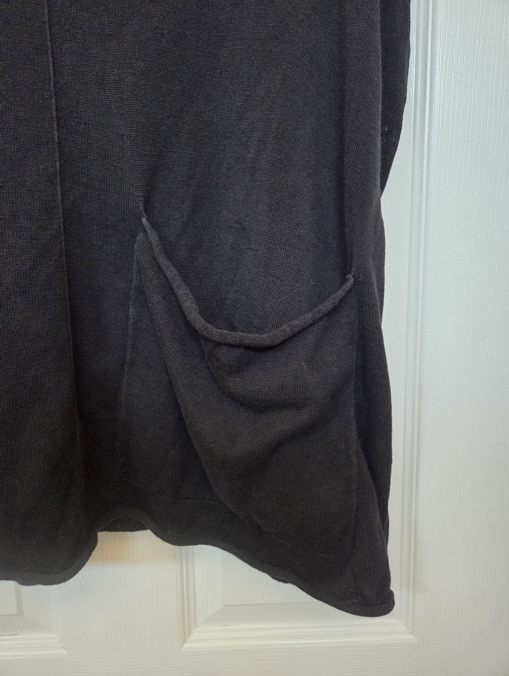 Eileen Fisher Black V-Neck Boxy Organic Linen Cotton Short Sleeve Pocket Top Med - Picture 3 of 8